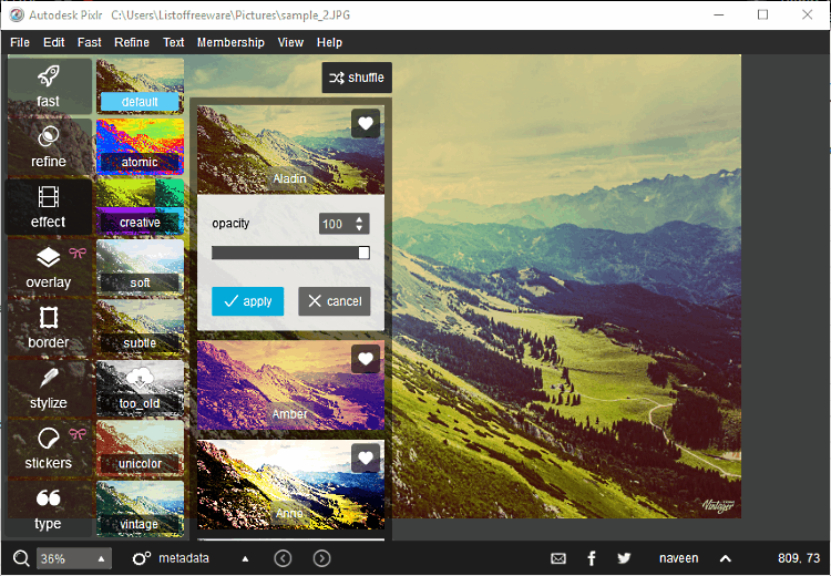photo filter free download windows 10