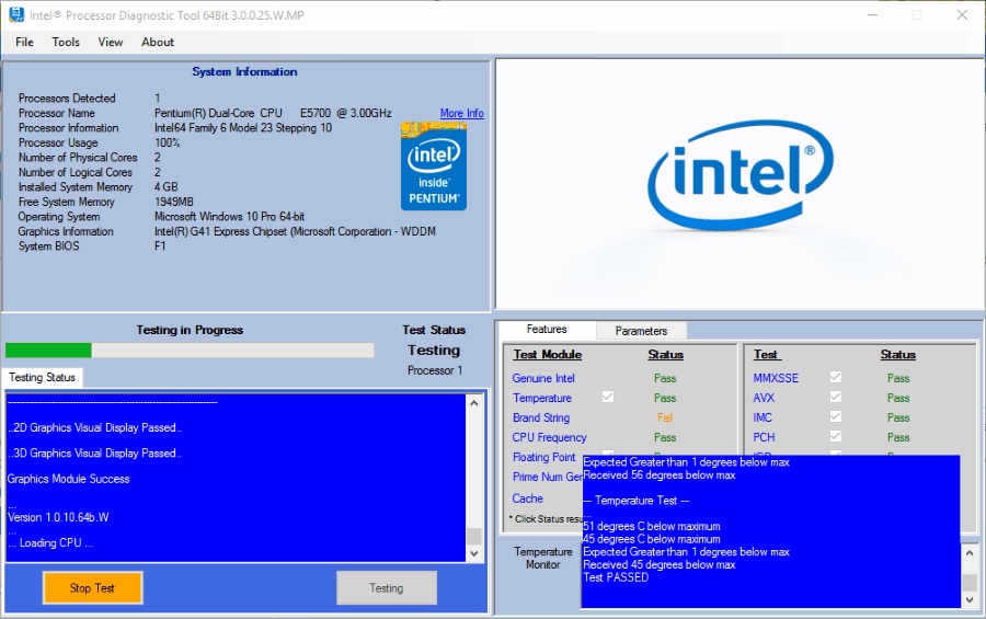 CPU Memory Test. Intel перегрев.